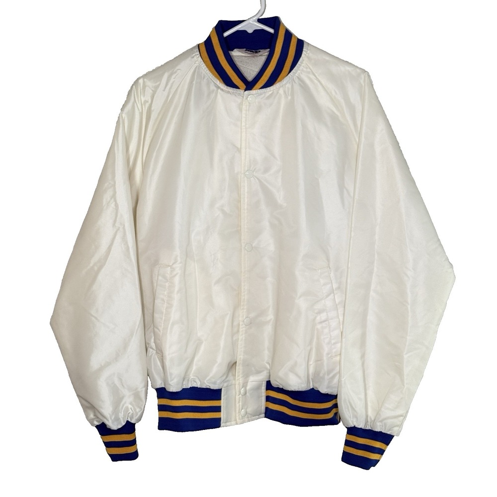 Vintage UCLA Satin Jacket MVP White Snap USA Mens‎ XL Bomber Embroidered 70s 80s - Picture 3 of 16